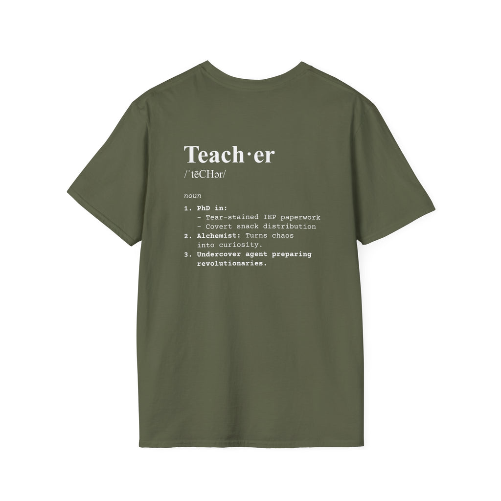 Teacher Definition T-Shirt (V5 - Back Print) - Military Green / S - T-Shirt