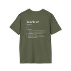 Teacher Definition T-Shirt (V5 - Back Print) - Military Green / S - T-Shirt