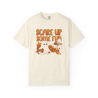 Funny Halloween Ghost T-Shirt: Spooky Pumpkin Design with ’Scare Up Some Fun’ Quote - Ivory / S - T-Shirt