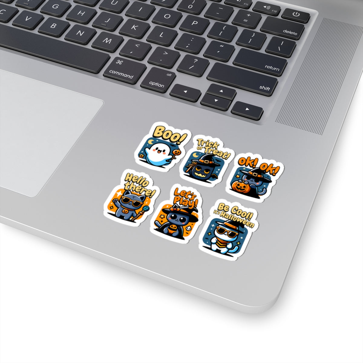 Cute Halloween Cat Stickers - Kiss-Cut Vinyl Decals for Laptops Water Bottles & Journals (Waterproof Glossy) - Paper
