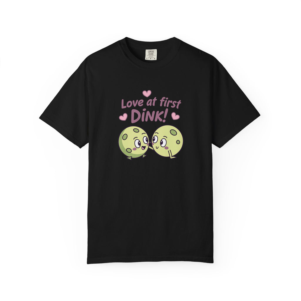 ’Love At First DINK’ Pickleball T-Shirt | Funny Couples Gift Tee - Black / S