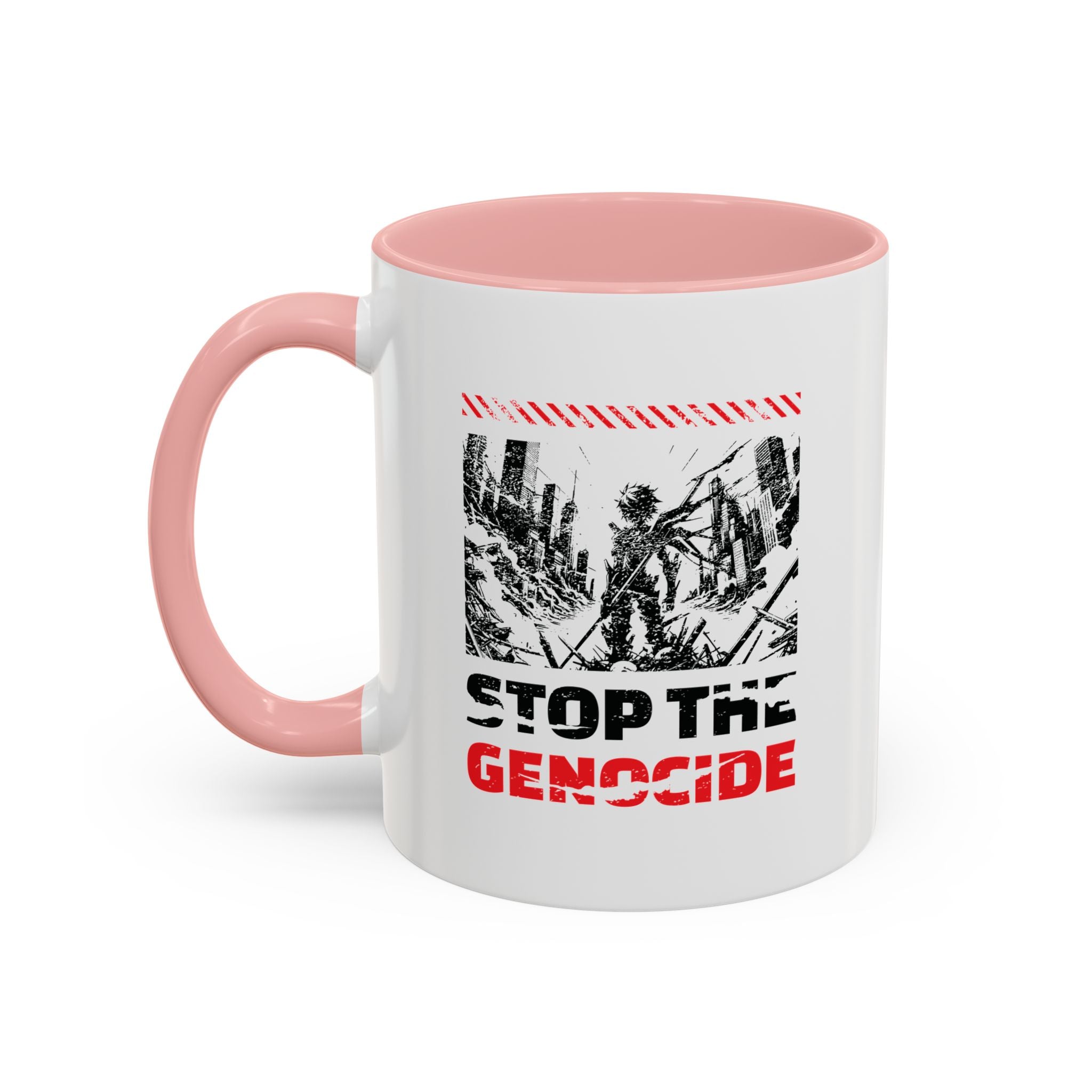 Stop the Genocide Accent Coffee Mug - 11oz / Pink