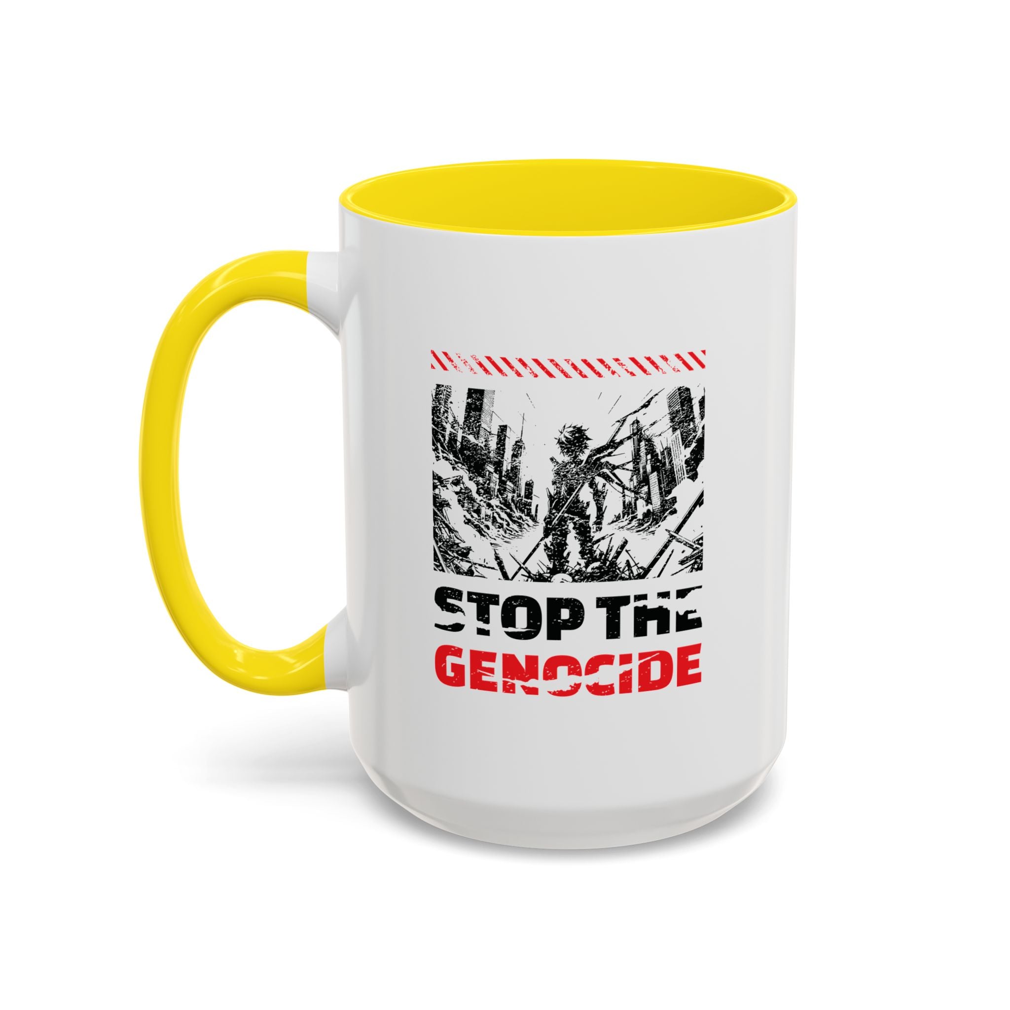 Stop the Genocide Accent Coffee Mug - 15oz / Yellow