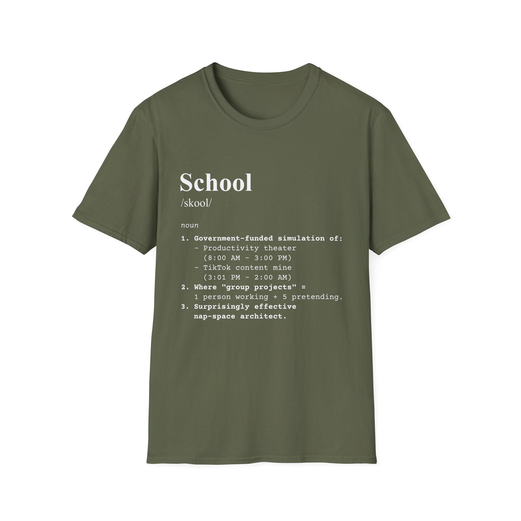 School Definition T-Shirt (V1) - Military Green / S - T-Shirt