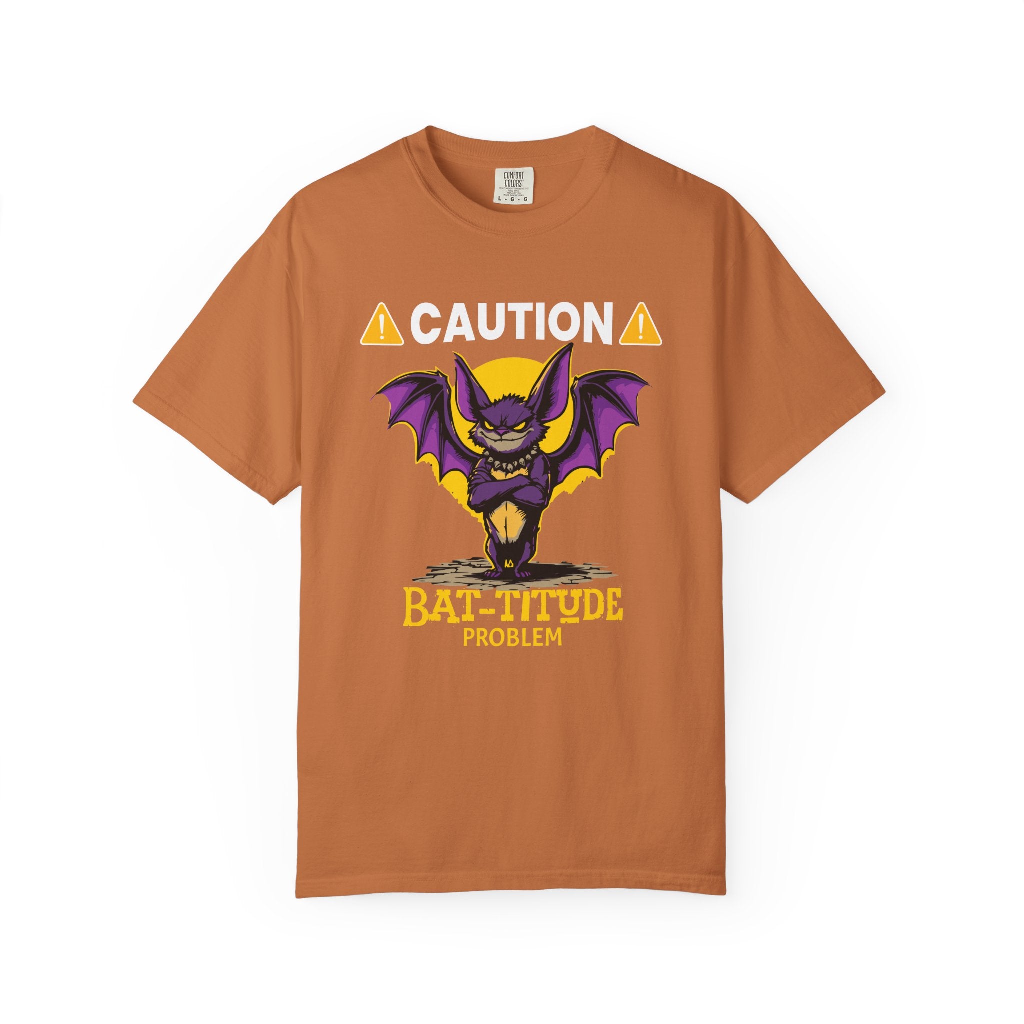 Caution: Bat-titude Problem Halloween T-Shirt - Yam / S - T-Shirt