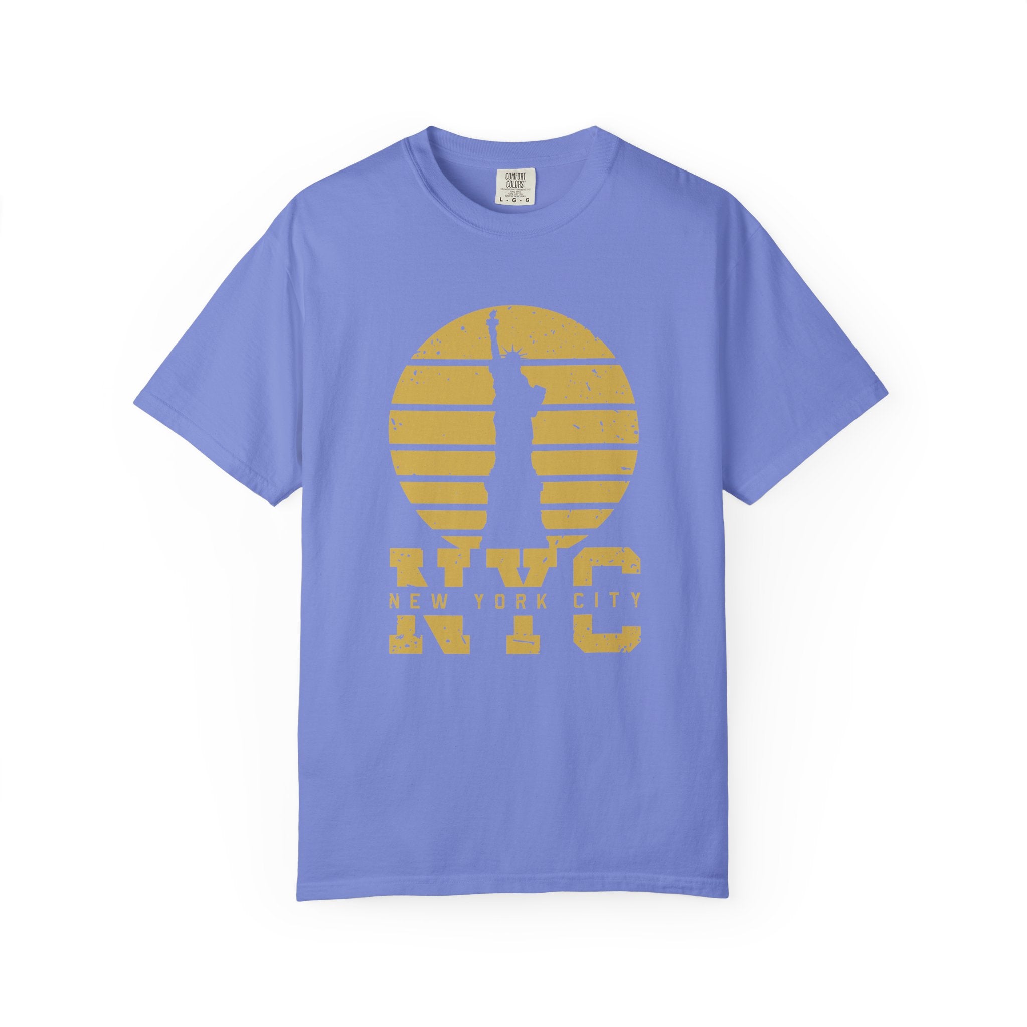 NYC Sunset Graphic T-Shirt - Flo Blue / S