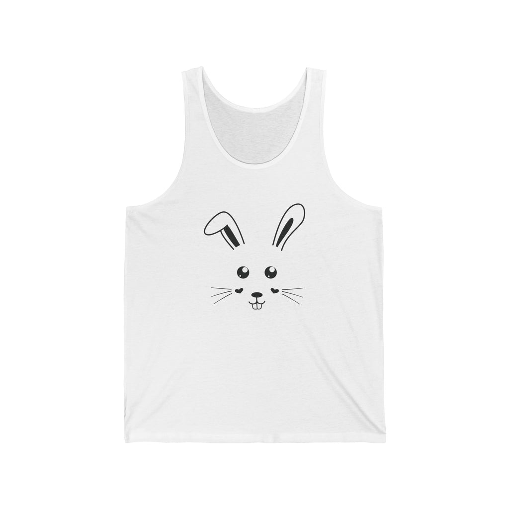 Cute Bunny Face Unisex Jersey Tank Top - XS / White - Tank Top