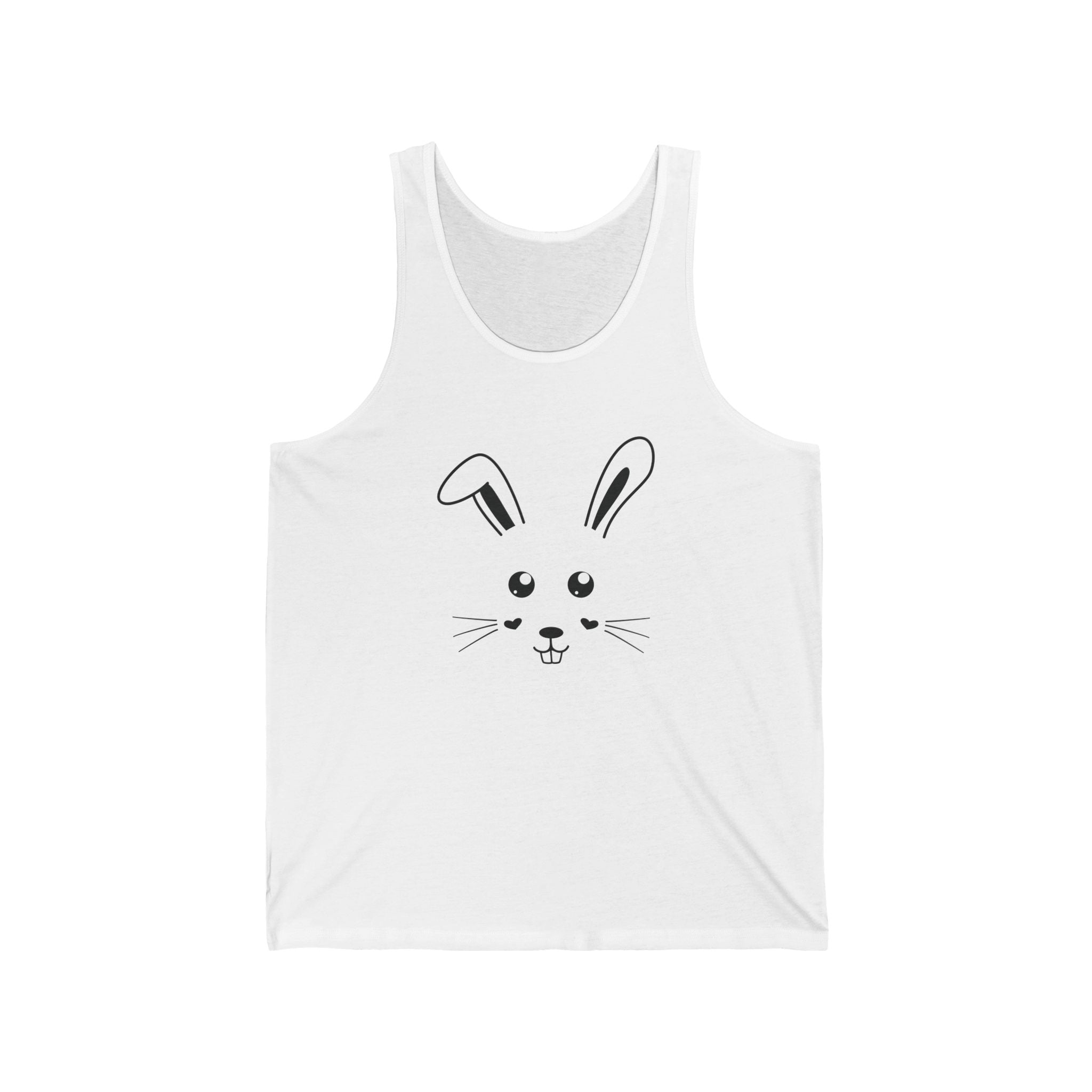 Cute Bunny Face Unisex Jersey Tank Top - XS / White - Tank Top