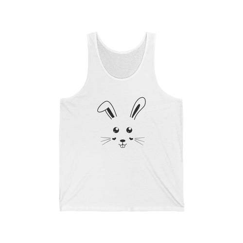 Cute Bunny Face Unisex Jersey Tank Top - XS / White - Tank Top