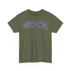 Green t-shirt with 'SOUTH DAKOTA' text on a white background