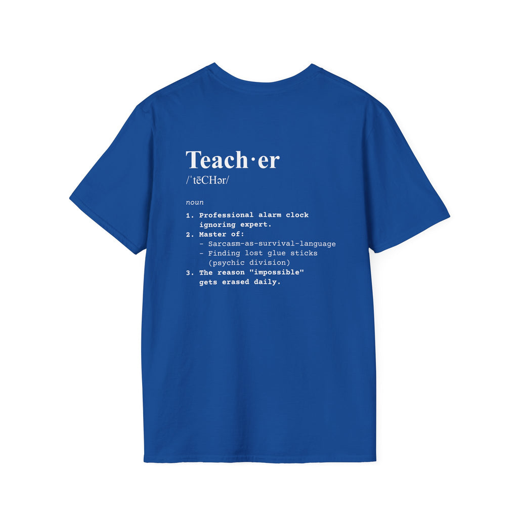 Teacher Definition T-Shirt (V3 - Back Print) - Royal / S - T-Shirt