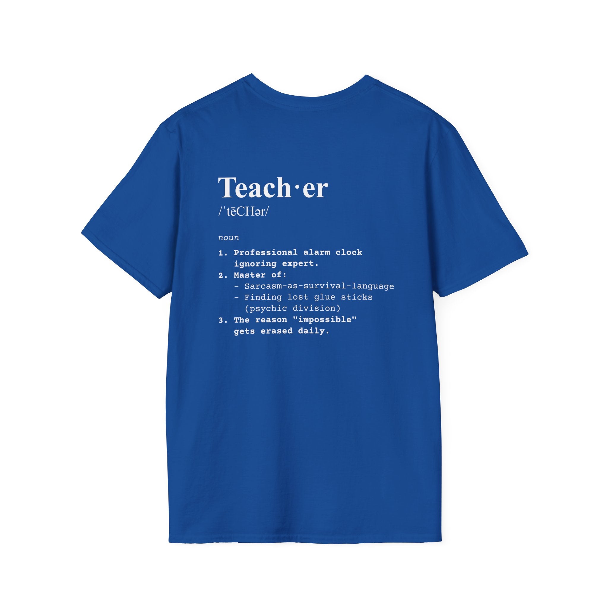 Teacher Definition T-Shirt (V3 - Back Print) - Royal / S - T-Shirt