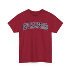 Red t-shirt with 'NEW HAMPSHIRE' text on a white background
