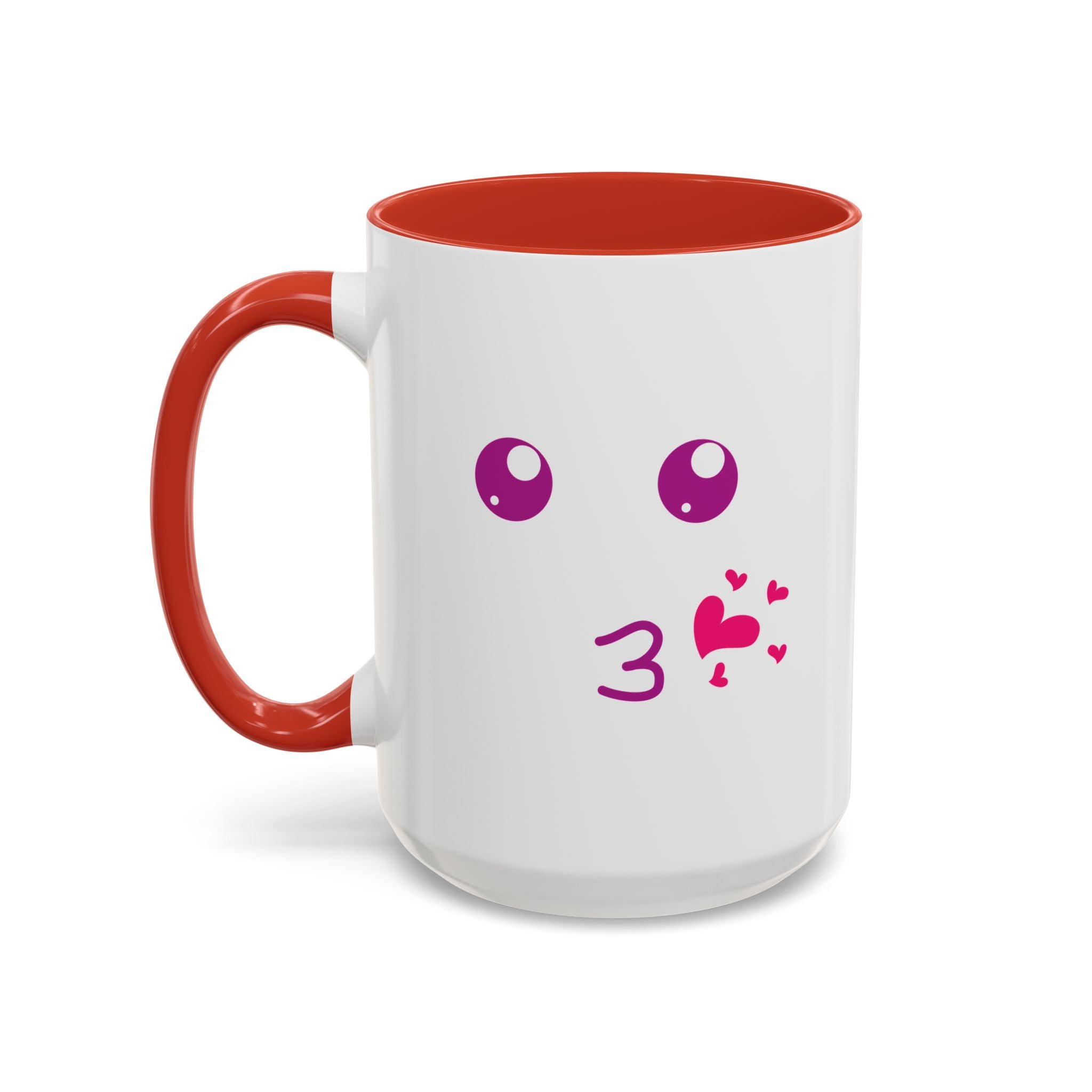 Cute Kiss Smiley Face Mug | XOXO Coffee Cup - 15oz / Red