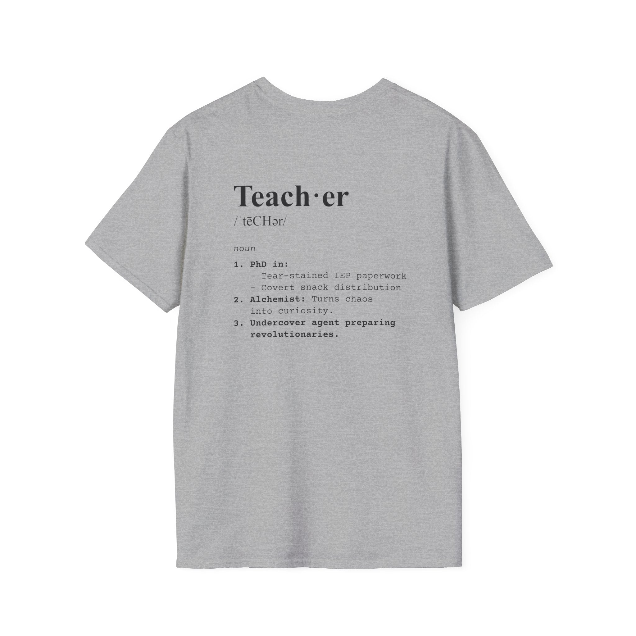Teacher Definition T-Shirt (V5 - Back Print) - Sport Grey / S - T-Shirt