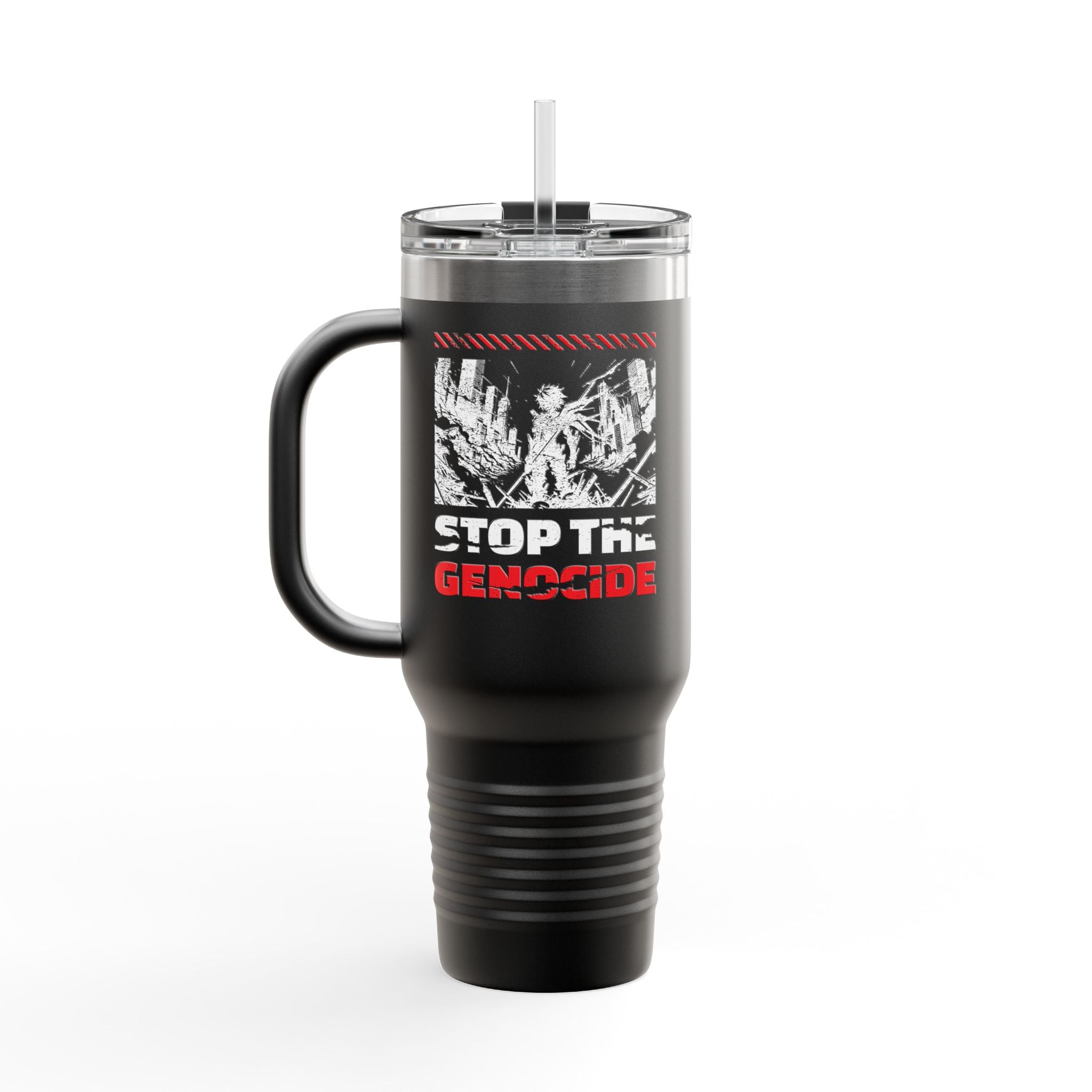 Stop the Genocide Insulated Travel Mug - 40oz / Black