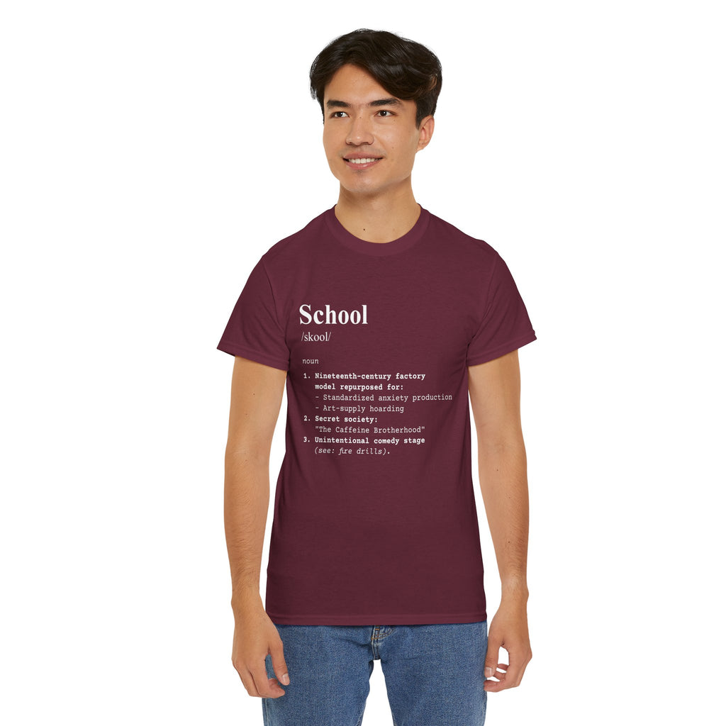 School Definition Unisex Tee Perfect for Students Teachers Casual Wear Back to School Birthday Gifts Graduation