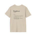 Teacher Definition T-Shirt (V5 - Back Print) - Sand / S - T-Shirt