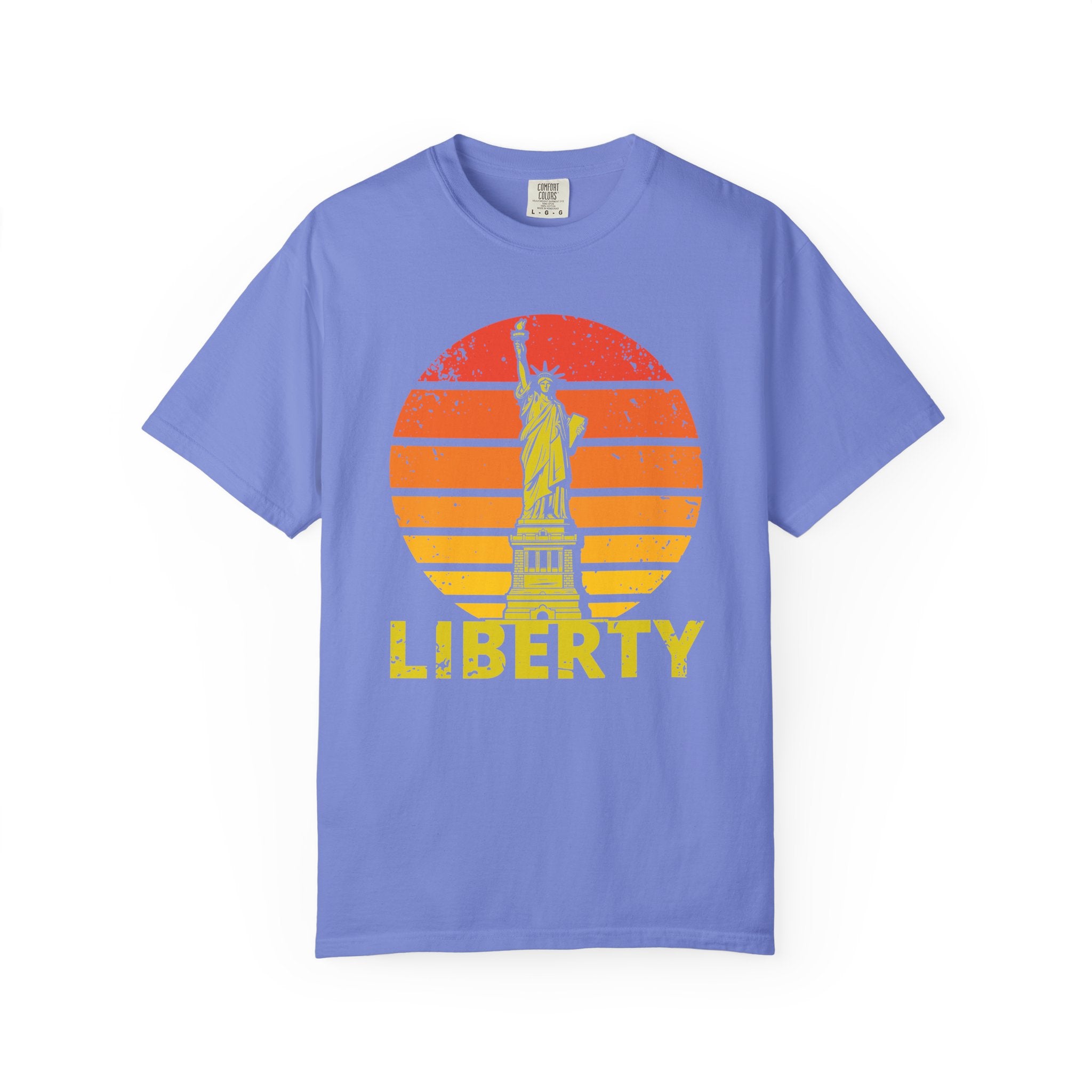 Liberty Statue Vintage T-Shirt - Flo Blue / S