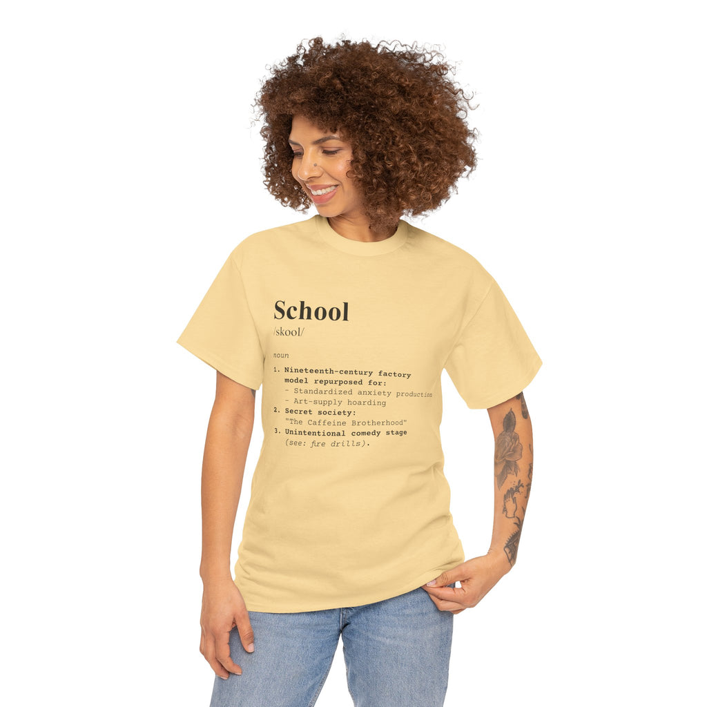 School Definition Unisex Tee Perfect for Students Teachers Casual Wear Back to School Birthday Gifts Graduation