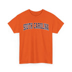 Orange t-shirt with 'SOUTH CAROLINA' text on a white background