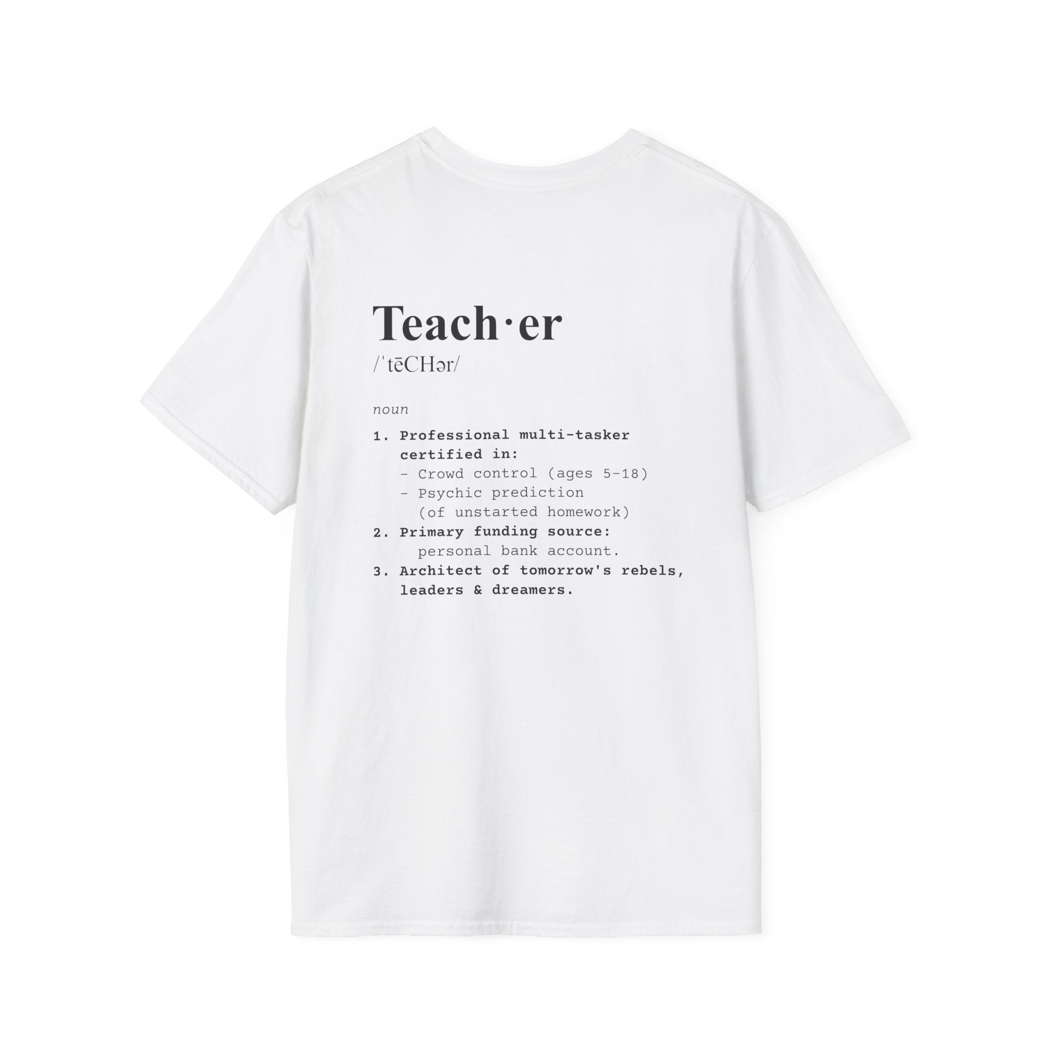 Teacher Definition T-Shirt (V2 - Back Print) - White / S - T-Shirt