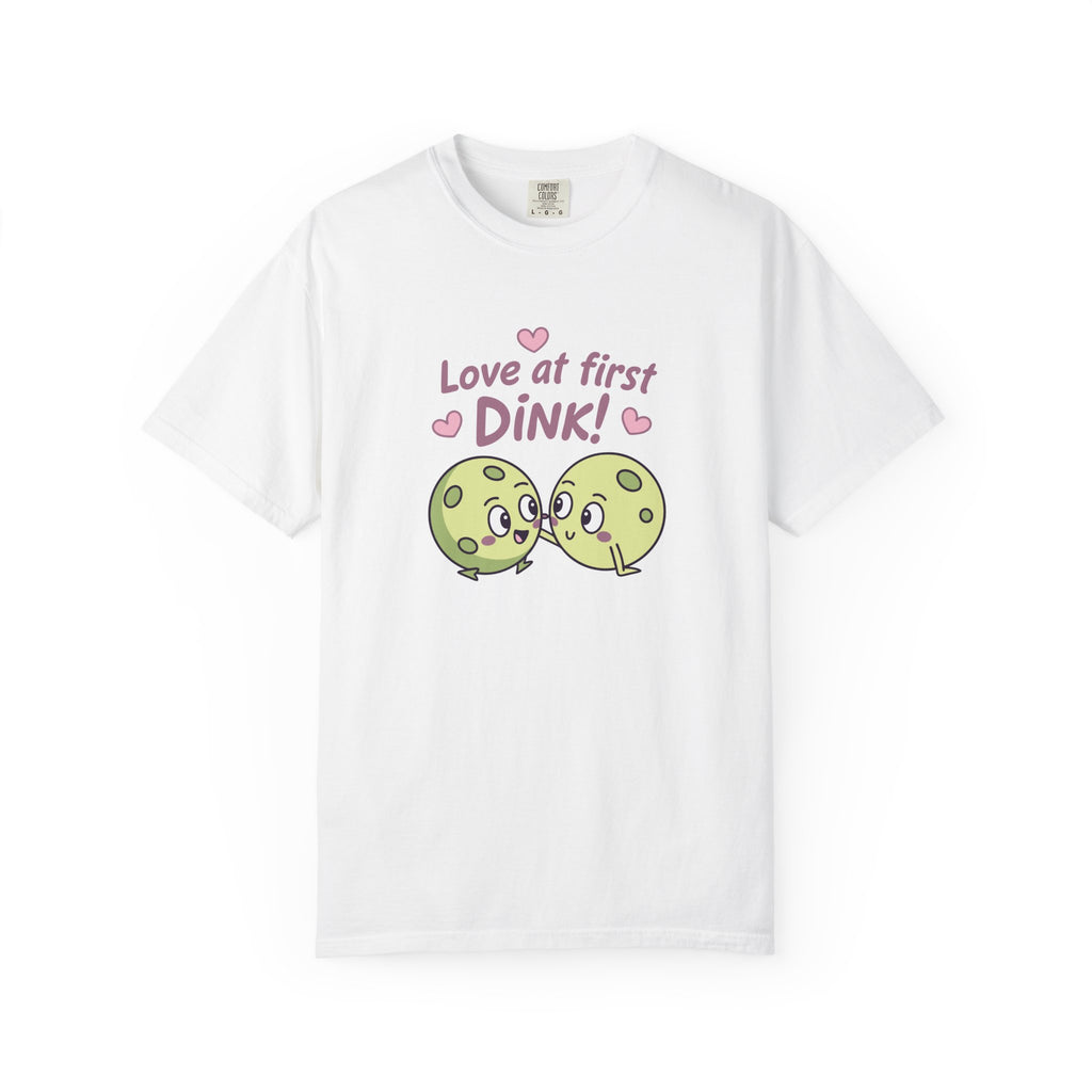 ’Love At First DINK’ Pickleball T-Shirt | Funny Couples Gift Tee - White / S