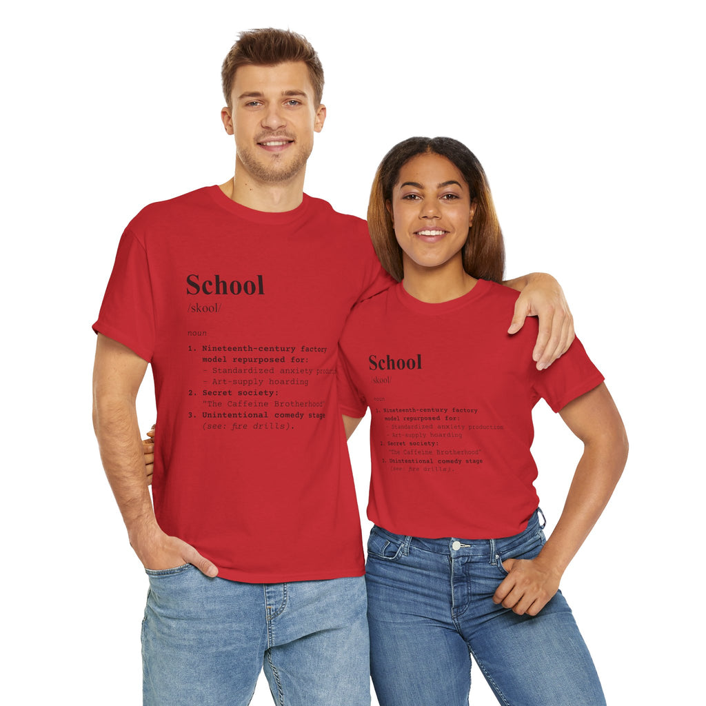 School Definition Unisex Tee Perfect for Students Teachers Casual Wear Back to School Birthday Gifts Graduation