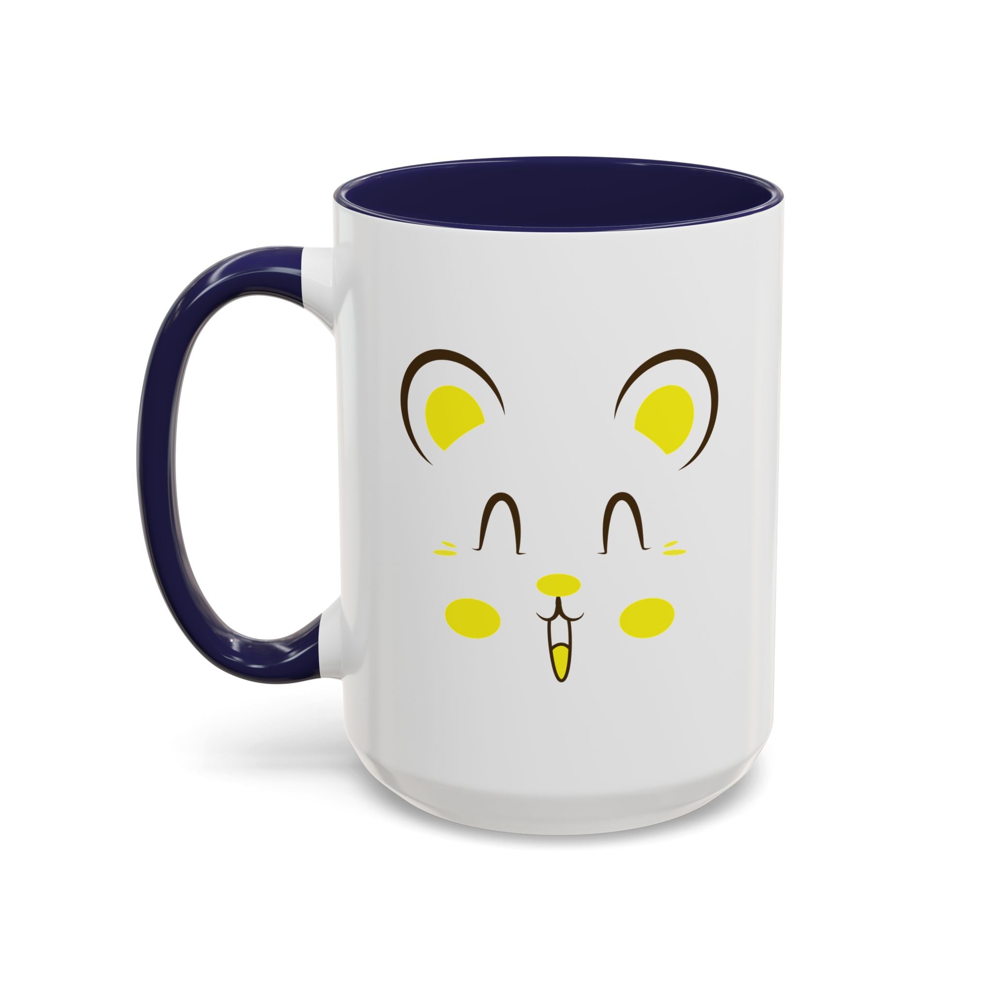 Cute Hamster Face Accent Coffee Mug - 15oz / Navy
