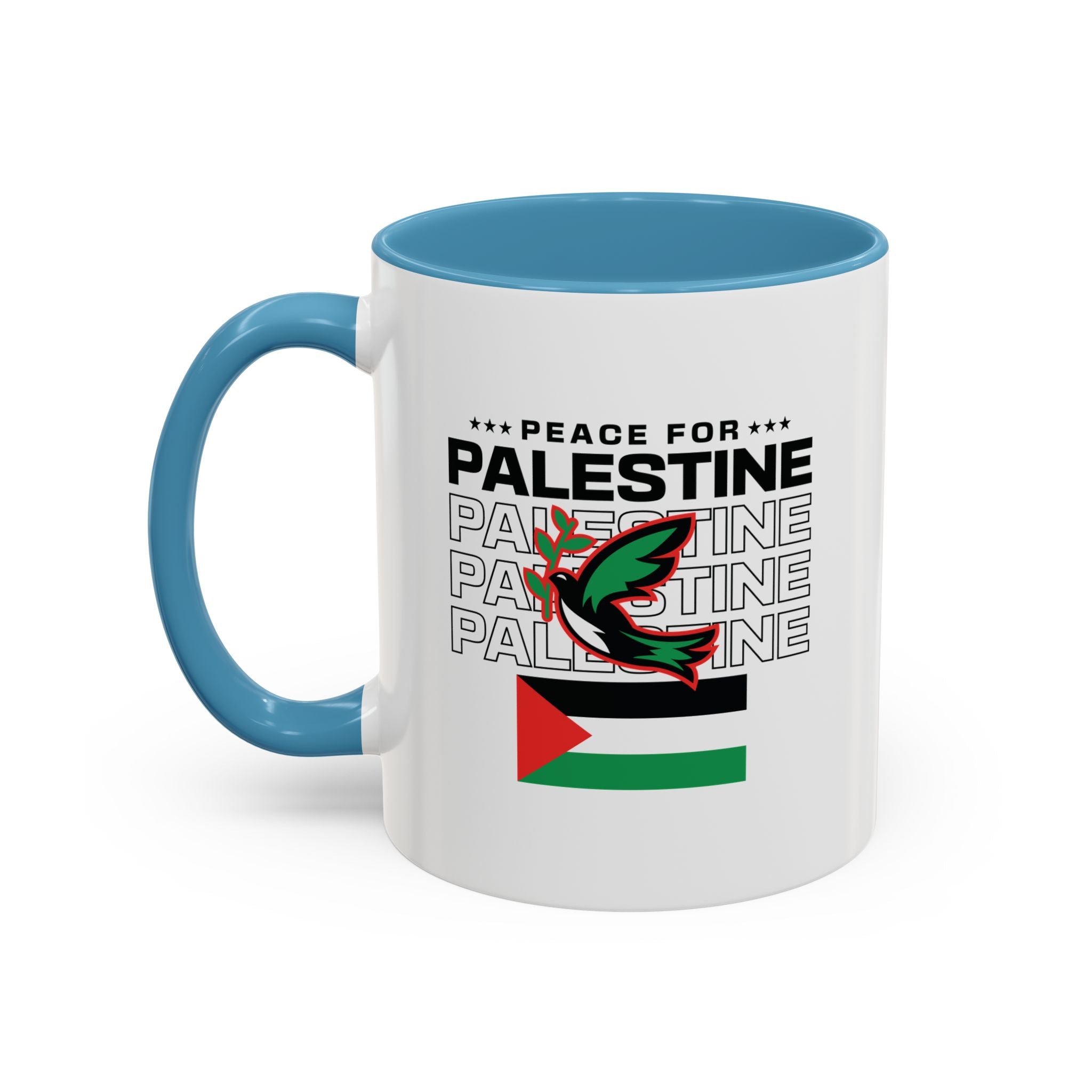 Peace for Palestine Accent Coffee Mug - 11oz / Light Blue