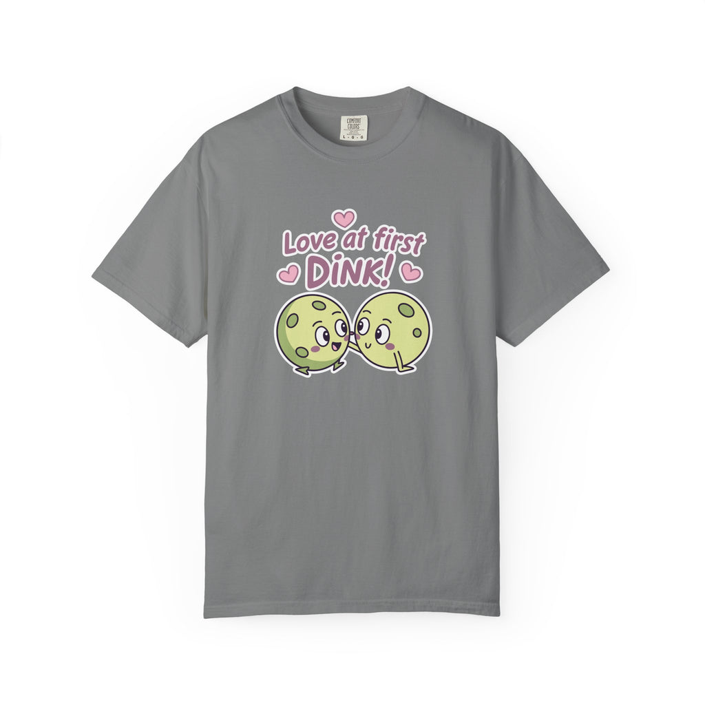 ’Love At First DINK’ Pickleball T-Shirt | Funny Couples Gift Tee - Grey / S
