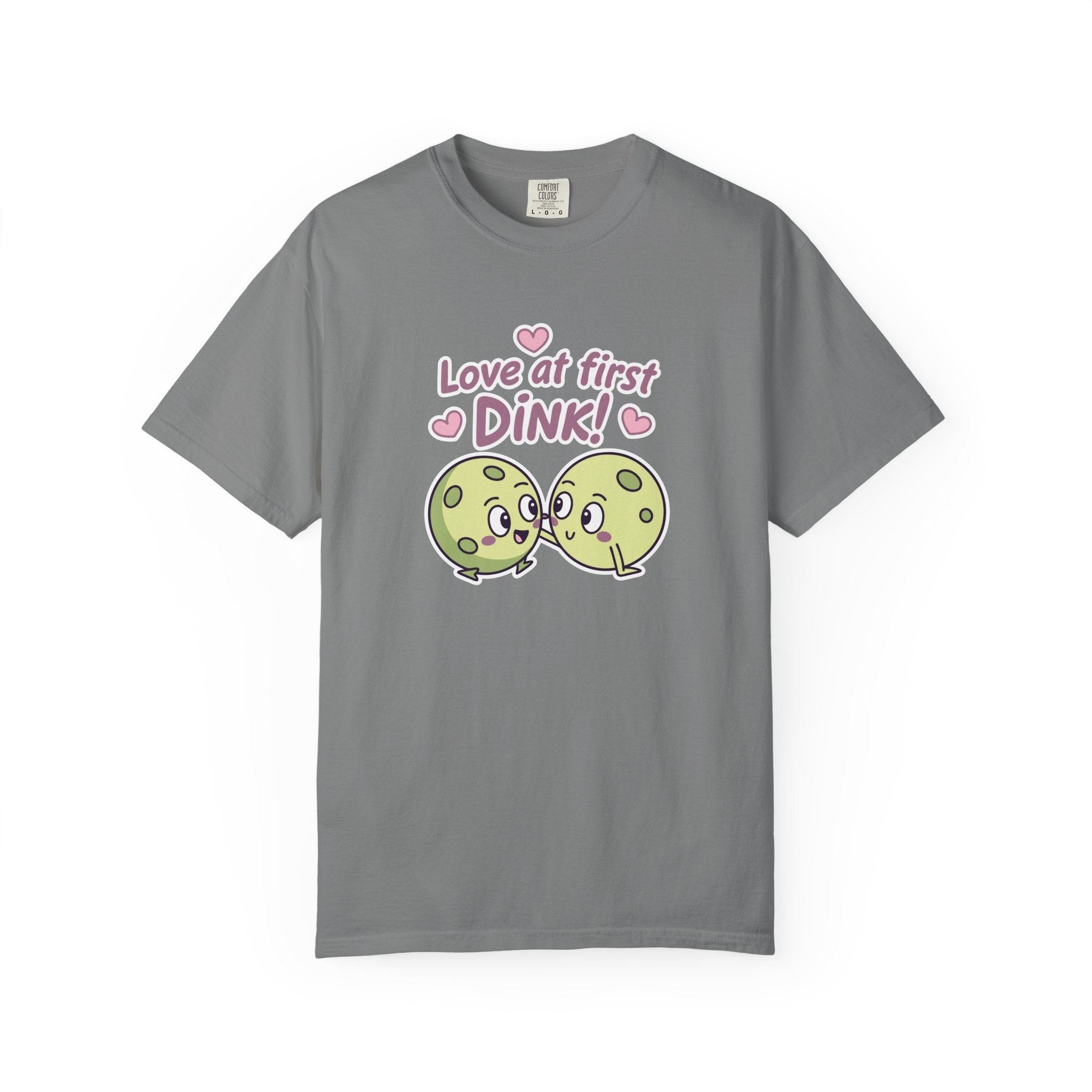’Love At First DINK’ Pickleball T-Shirt | Funny Couples Gift Tee - Grey / S