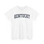 White t-shirt with 'Kentucky' printed on a white background