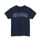 Navy blue t-shirt with 'OKLAHOMA' text on a white background