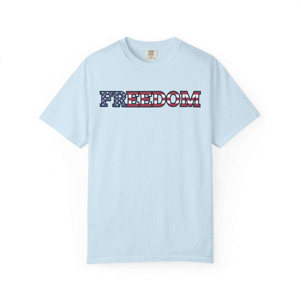 Freedom Flag Typography T-Shirt - Chambray / S