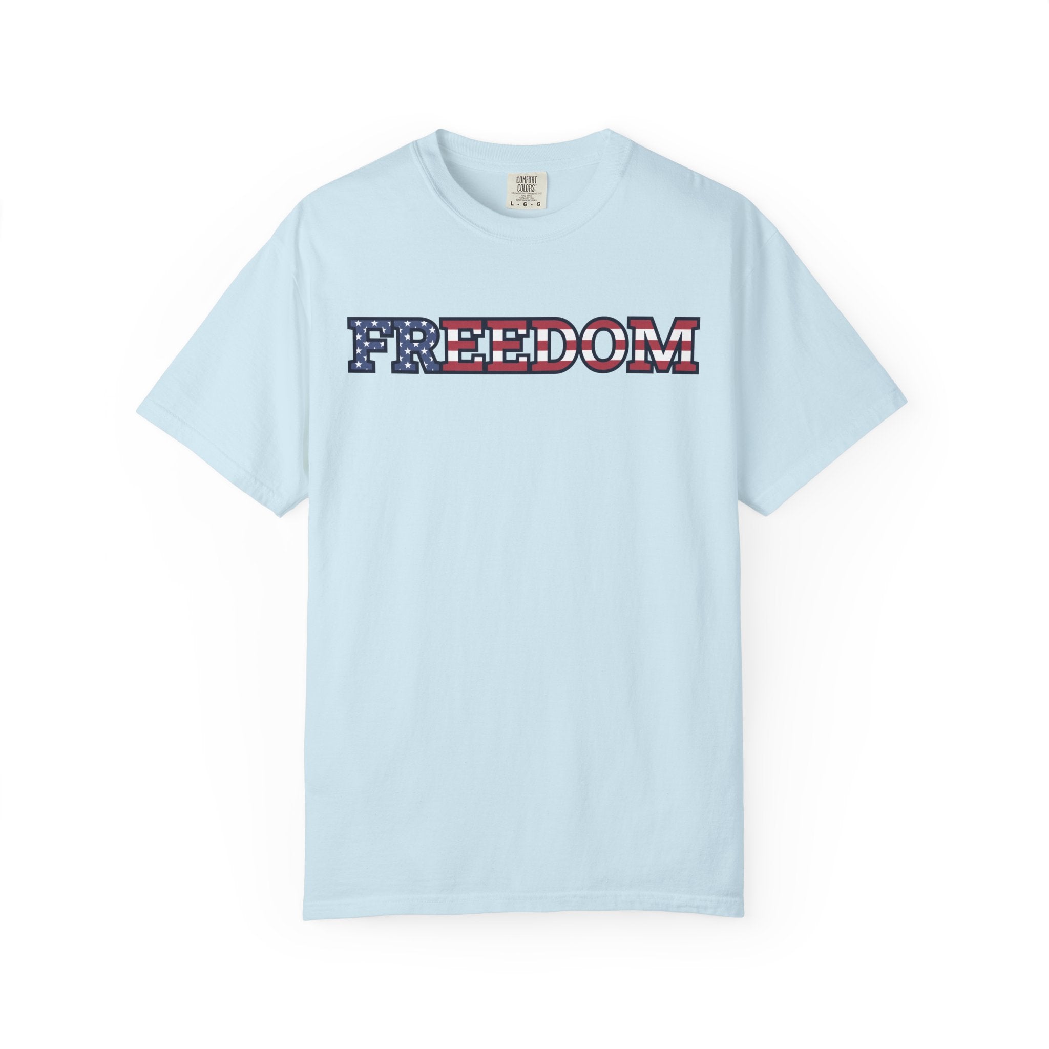 Freedom Flag Typography T-Shirt - Chambray / S