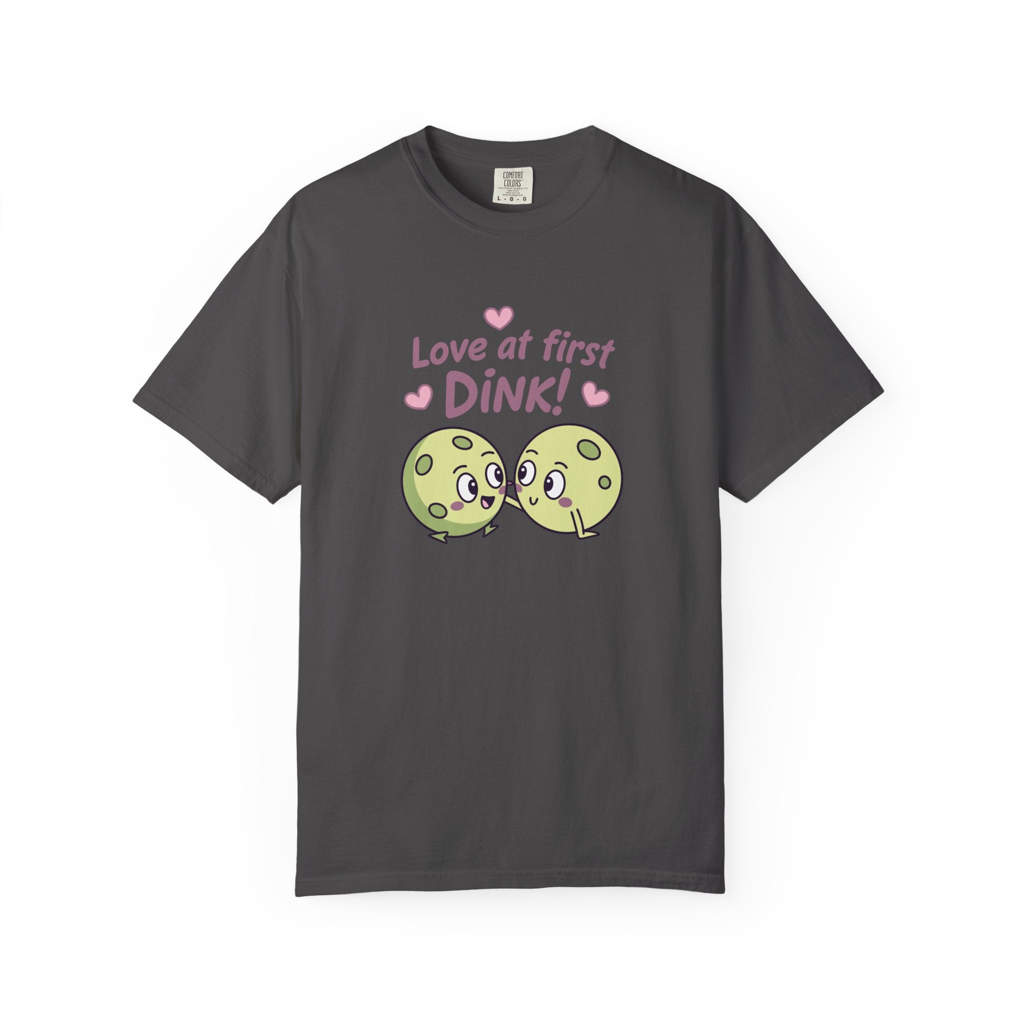 ’Love At First DINK’ Pickleball T-Shirt | Funny Couples Gift Tee - Graphite / S