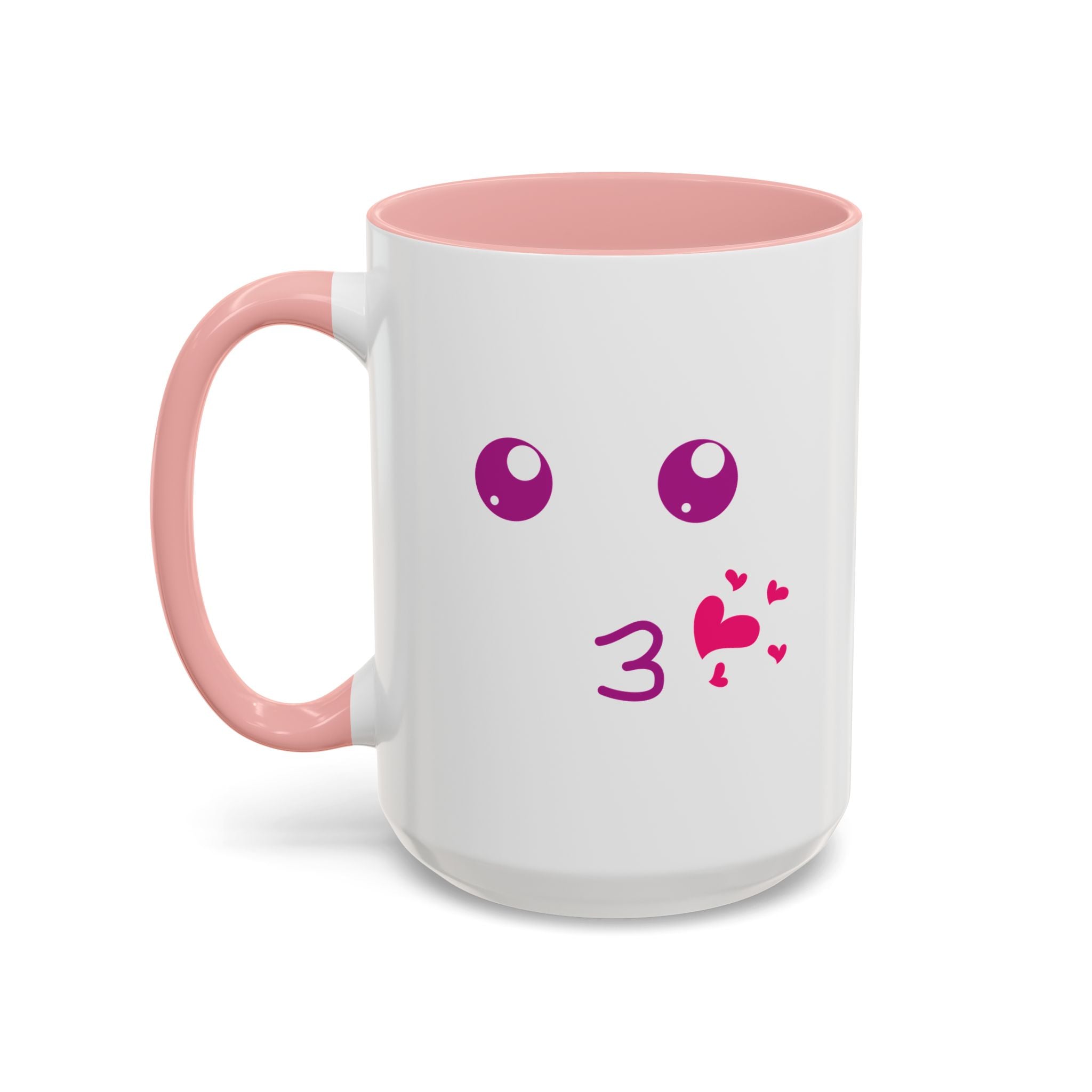 Cute Kiss Smiley Face Mug | XOXO Coffee Cup - 15oz / Pink
