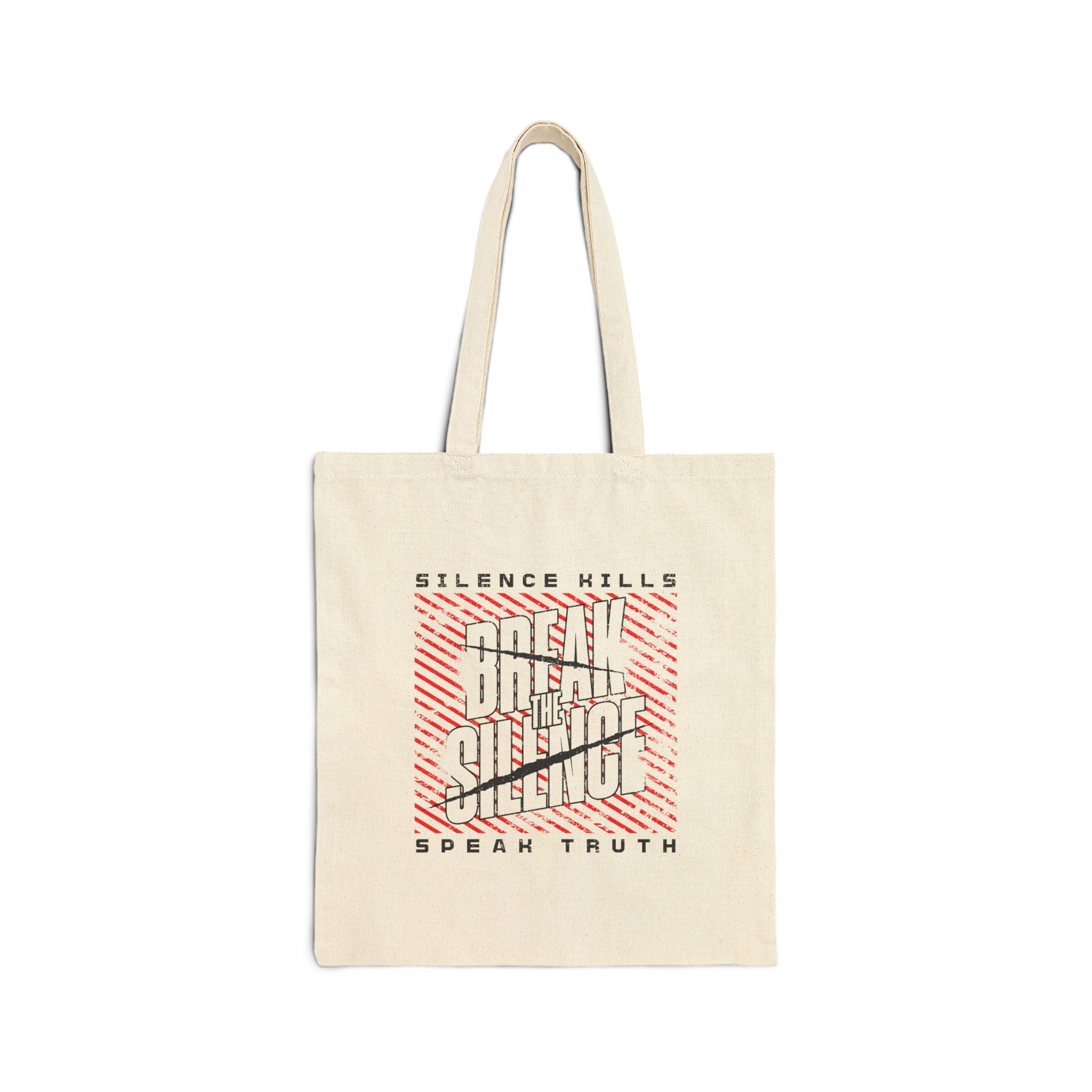 Break the Silence Cotton Canvas Tote Bag - Natural / 15’’ x 16’’ - Bags