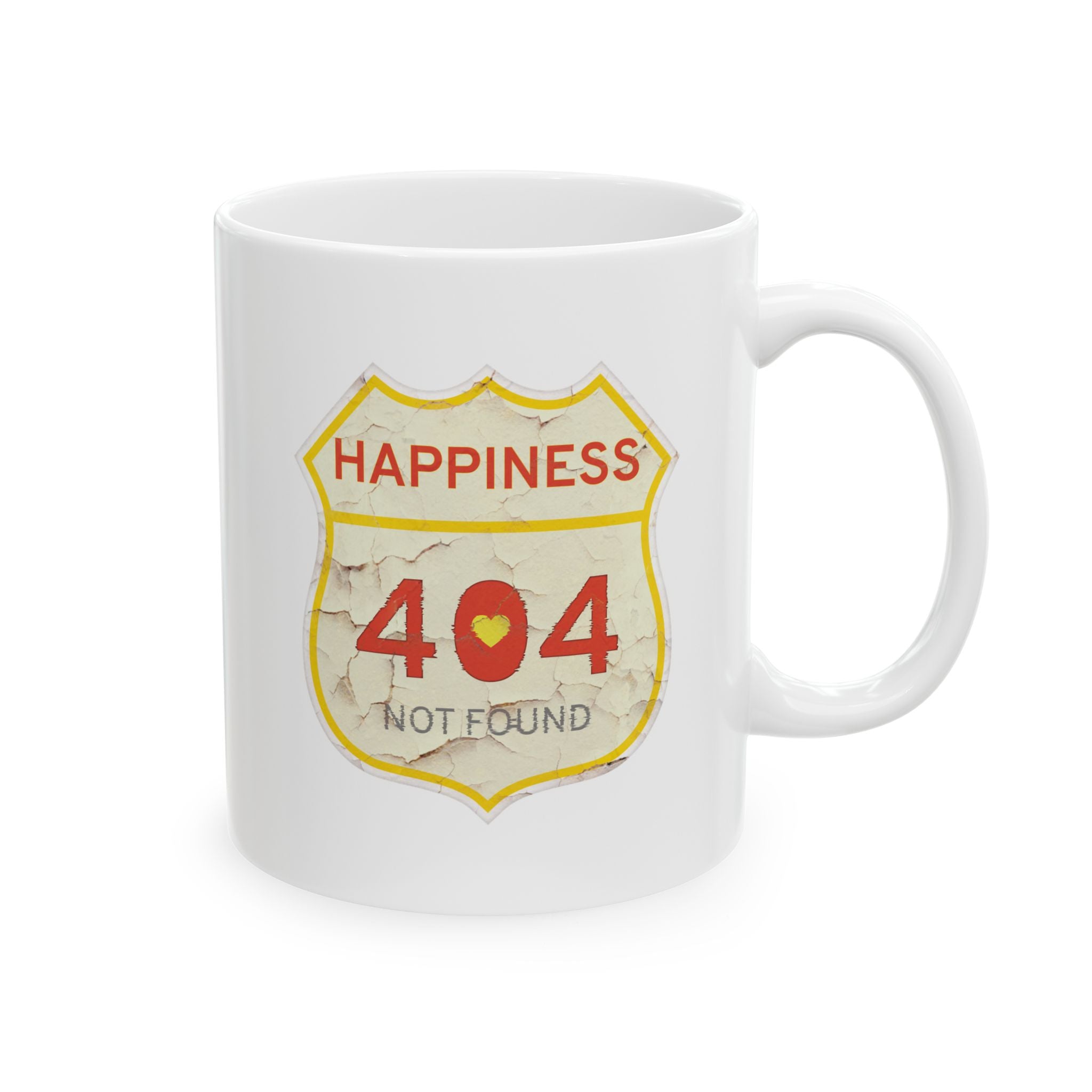 Vintage ’Happiness 404 Not Found’ Ceramic Mug 11oz & 15oz