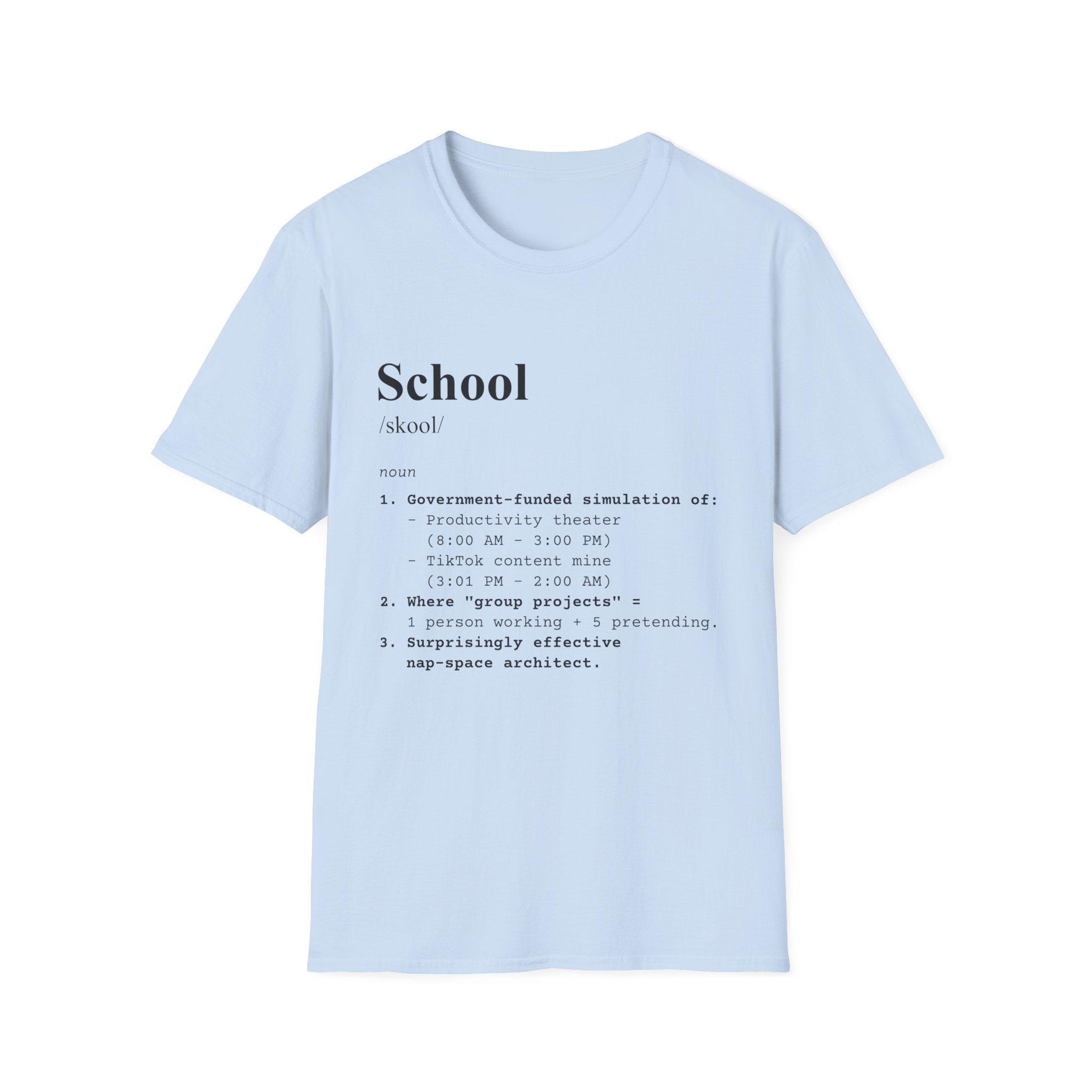 School Definition T-Shirt (V1) - Light Blue / S - T-Shirt