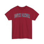 Red t-shirt with 'SOUTH DAKOTA' text on a white background
