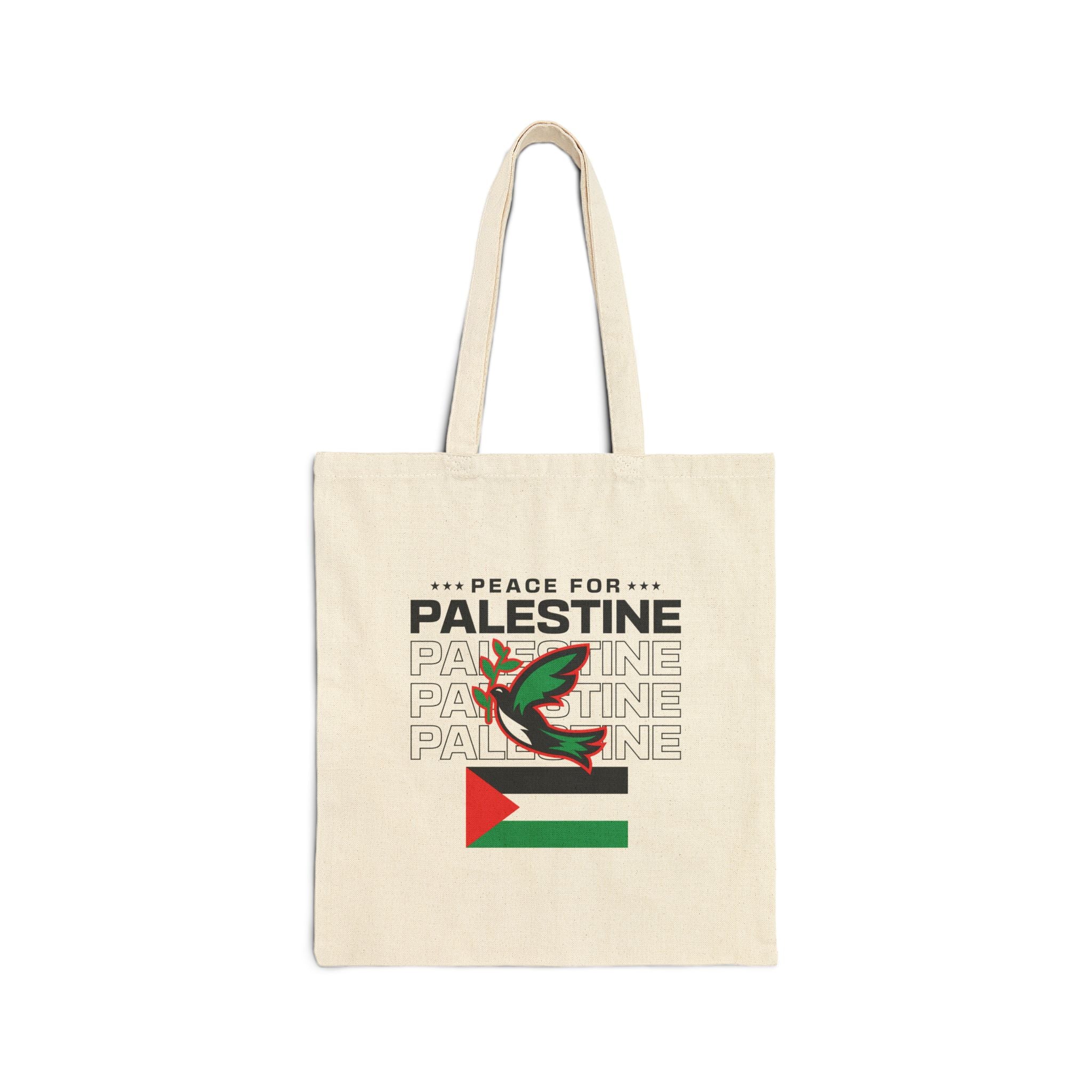 Peace for Palestine Cotton Canvas Tote Bag - Natural / 15’’ x 16’’ - Bags