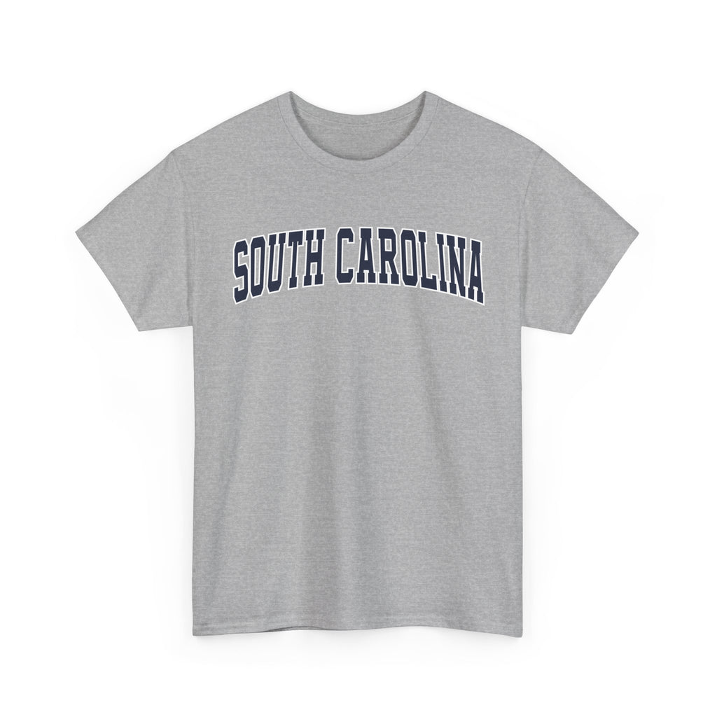 Gray t-shirt with 'SOUTH CAROLINA' text on a white background