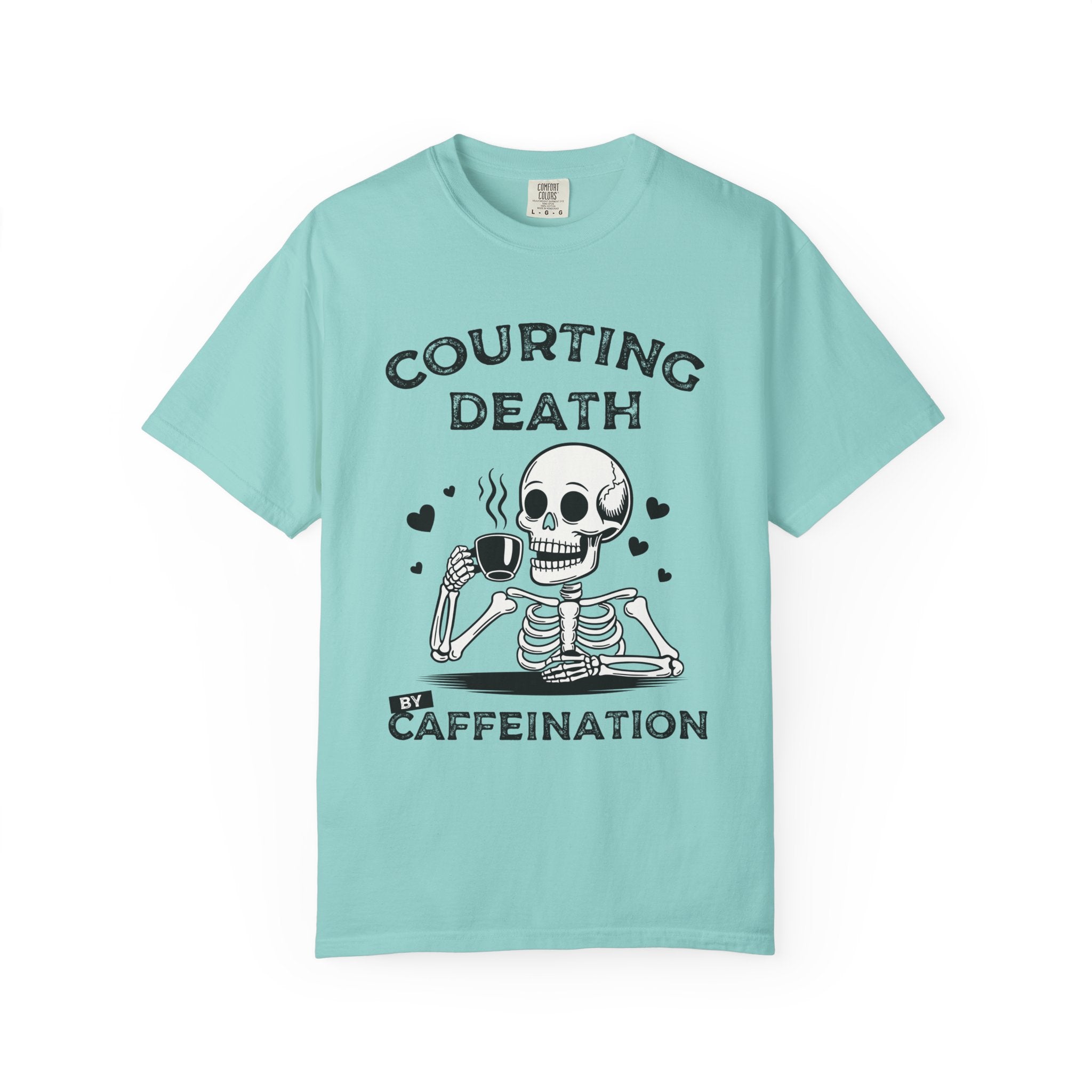 Coffee Skeleton Shirt | Humorous Caffeine Addict Tee - Chalky Mint / S - T-Shirt
