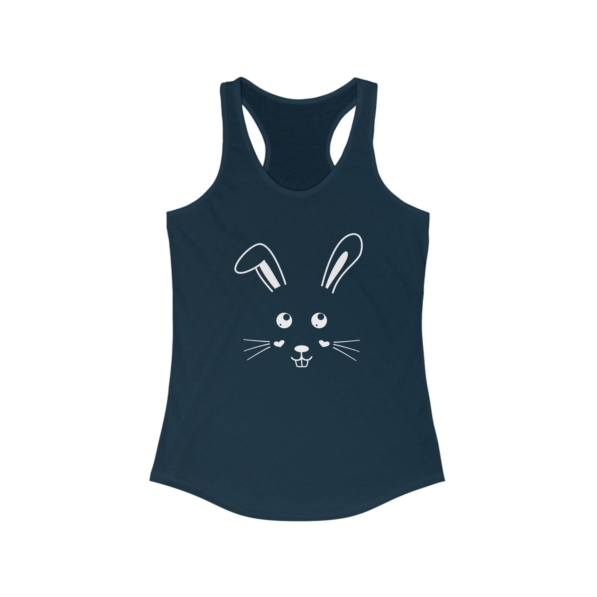 Cute Bunny Racerback Tank Top for Women - XS / Solid Midnight Navy - Tank Top