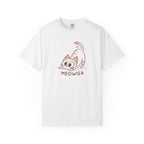 ’Meowga’ Cat Yoga T-Shirt | Cute Kitten Stretch Pose Graphic Tee - White / S