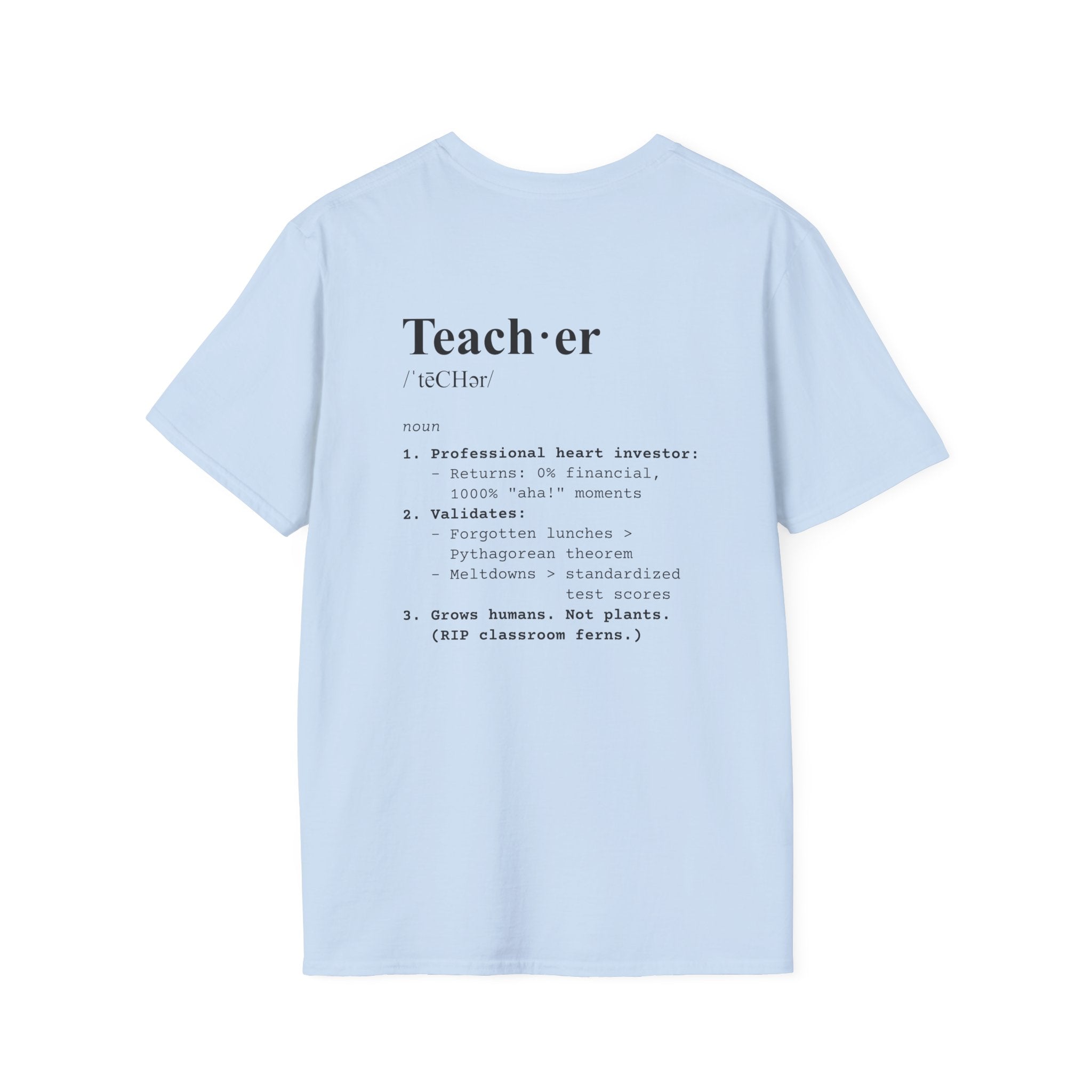 Teacher Definition T-Shirt (V4 - Back Print) - Light Blue / S - T-Shirt