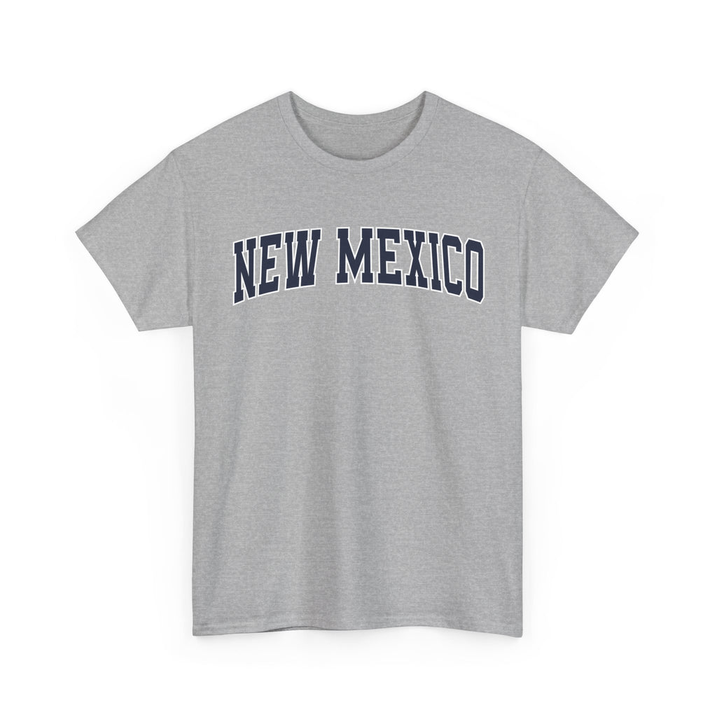 Gray t-shirt with 'NEW MEXICO' text on a white background