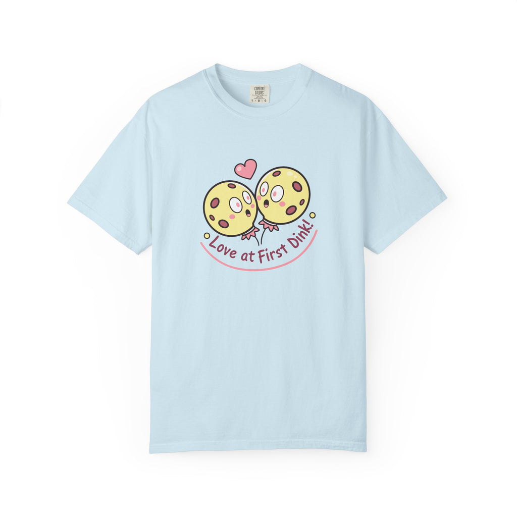 Pickleball ’Love At First Dink’ Couple T-Shirt | Funny Valentine’s Gift For Partners - Chambray / S